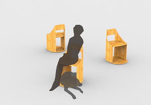 「ペットと人間がくつろげる椅子」3Dモデル イメージ
